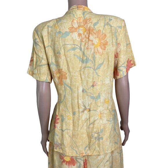 Vintage Proportion Petite by Denise Cape Maxi Skirt Set Womens 12 Yellow Floral - Picture 9 of 11